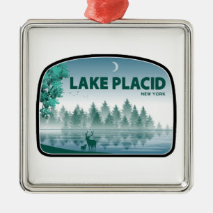 Lake Placid New York Deer Metal Ornament