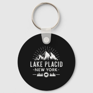 Lake Placid New York - Mountain Skiing Hiking Fish Keychain