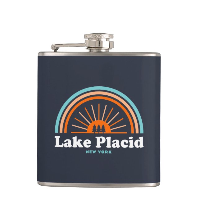 Lake Placid New York Rainbow Hip Flask (Front)