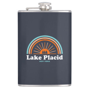 Lake Placid New York Rainbow Hip Flask