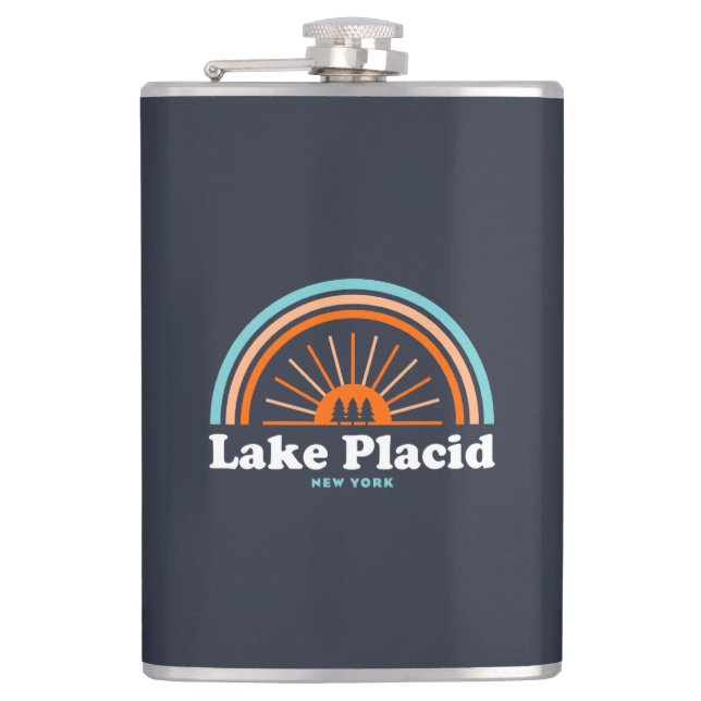Lake Placid New York Rainbow Hip Flask (Front)