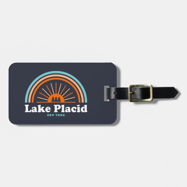 Lake Placid New York Rainbow Luggage Tag (Front Horizontal)