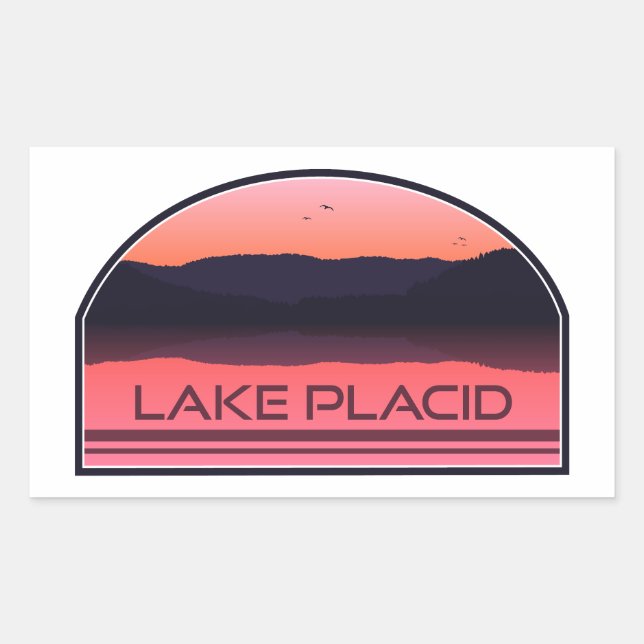 Lake Placid New York Red Sunrise Sticker (Front)