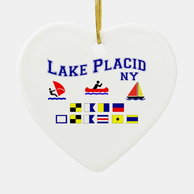 Lake Placid NY Signal Flags Ceramic Ornament (Front)
