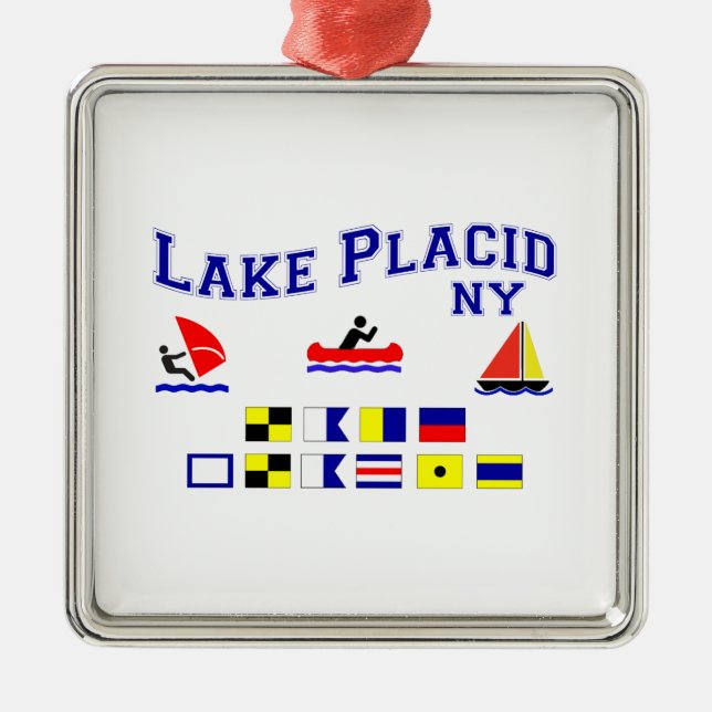 Lake Placid NY Signal Flags Metal Ornament (Front)