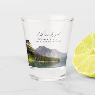 Lake Placid Photo Wedding Favour Cheers Shot Glass