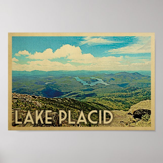 Lake Placid Poster Vintage Travel Art (Front)