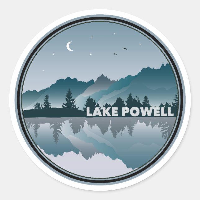 Lake Powell Arizona Utah Reflection Classic Round Sticker (Front)