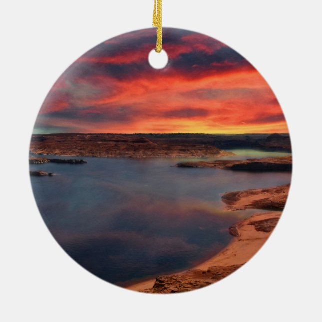 Lake Powell beautiful nature scenery Ceramic Ornament (Back)