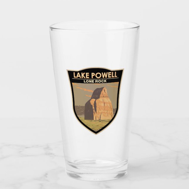 Lake Powell Lone Rock Travel Art Vintage Glass (Front)