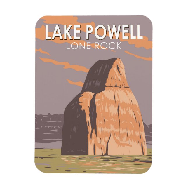 Lake Powell Lone Rock Travel Art Vintage Magnet (Vertical)