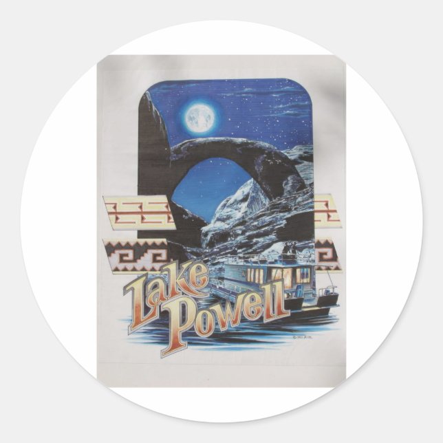 Lake Powell Moonlite Scenic Classic Round Sticker (Front)