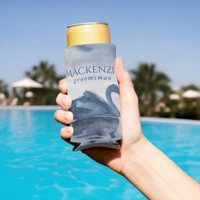 Lake Reflections | Dusty Blue Swan Groomsman Seltzer Can Cooler (In Situ Pool)
