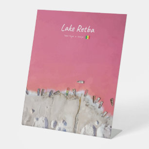 Lake Retba, Senegal - Pink Lake Boats Pedestal Sign