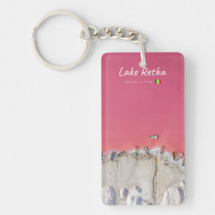 Lake Retba, Senegal - Pink Lake Boats Slim Keychain