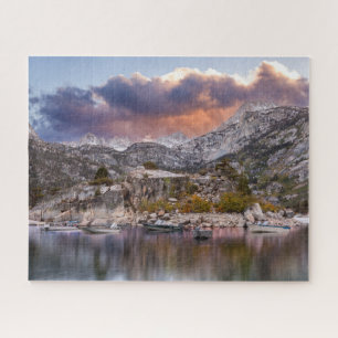 Lake Sabrina Dusk with Boats, Fine Art Photo Jigsaw Puzzle