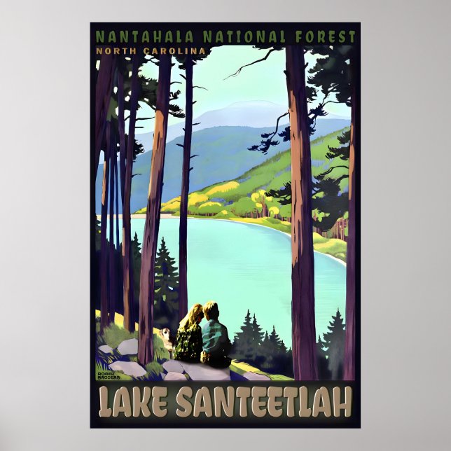 Lake Santeetlah Retro Roger Broders Travel Poster (Devant)