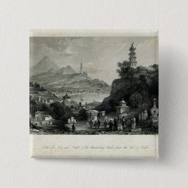 Lake See-Hoo and Temple of the Thundering 2 Inch Square Button (Front)