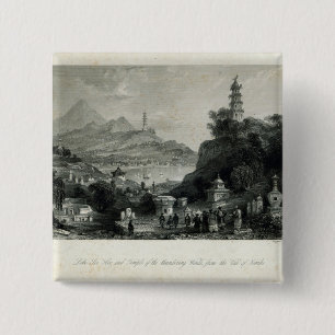 Lake See-Hoo and Temple of the Thundering 2 Inch Square Button