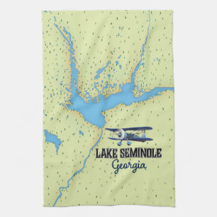 Lake Seminole Georgia Map poster Kitchen Towel