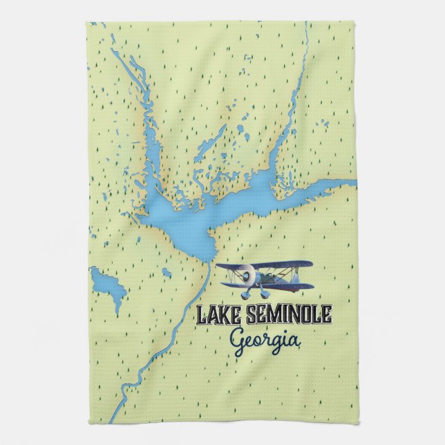 Lake Seminole Georgia Map poster Kitchen Towel (Vertical)