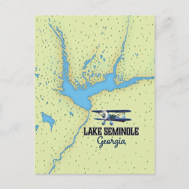 Lake Seminole Georgia Map poster Postcard (Front)