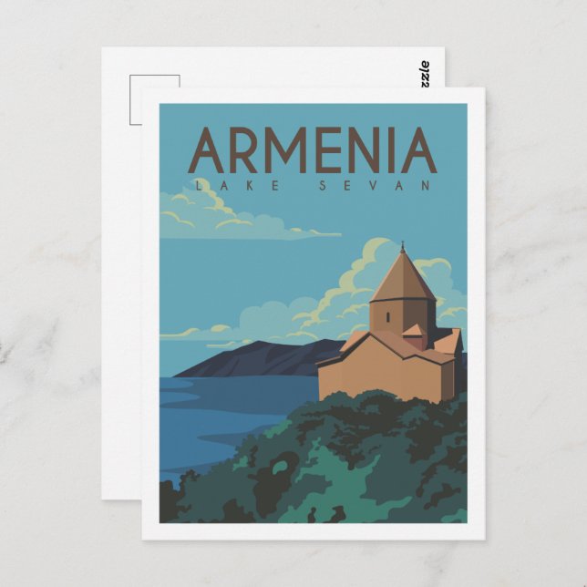 Lake Sevan Armenia Travel Place Illustration Postcard (Front/Back)