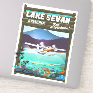 Lake Sevan Armenia vintage style travel poster