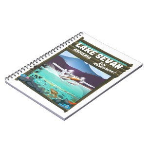 Lake Sevan Armenia vintage style travel poster Notebook