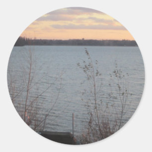 Lake Shore Sunset Round Stickers - Set of 20