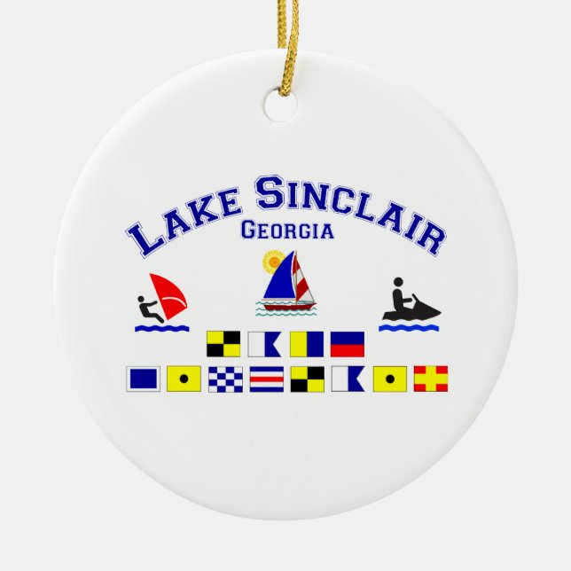 Lake Sinclair GA Signal Flags Ceramic Ornament (Front)