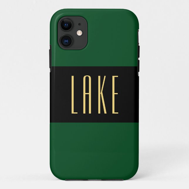 LAKE Sporty Wide Dark Camp Green Black Stripes Case-Mate iPhone Case (Back)