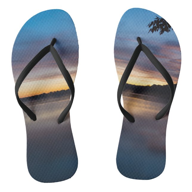 Lake Springfield Autumn Sunrise Flip Flops (Footbed)