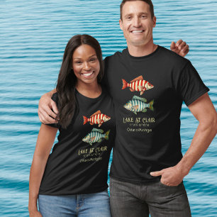 Lake St. Clair Ontario Michigan nautical fish  T-Shirt
