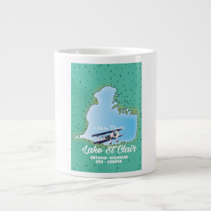 lake St Clair USA Canada lake map Large Coffee Mug