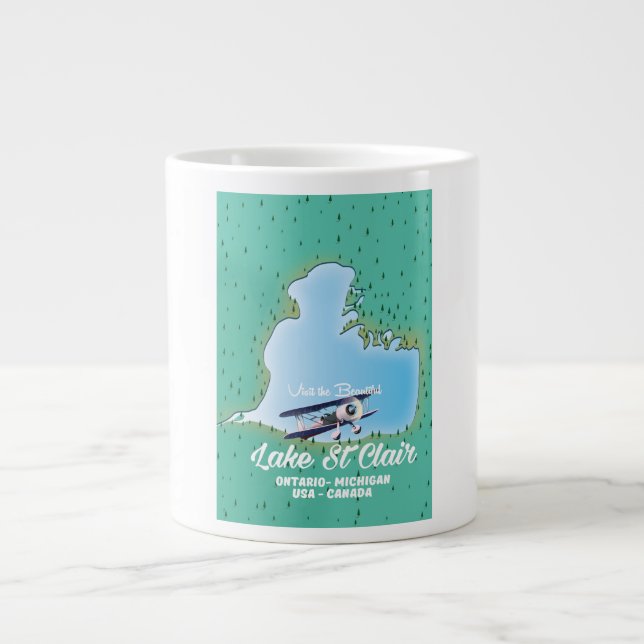 lake St Clair USA Canada lake map Large Coffee Mug (Front)