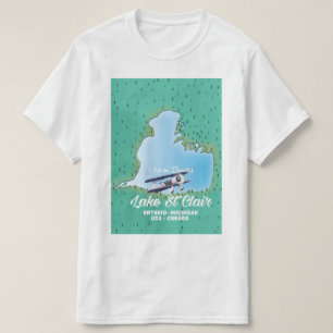 lake St Clair USA Canada lake map T-Shirt