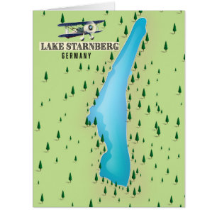 Lake Starnberg Germany vintage style map poster.