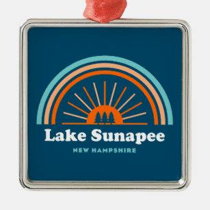 Lake Sunapee New Hampshire Rainbow Metal Ornament