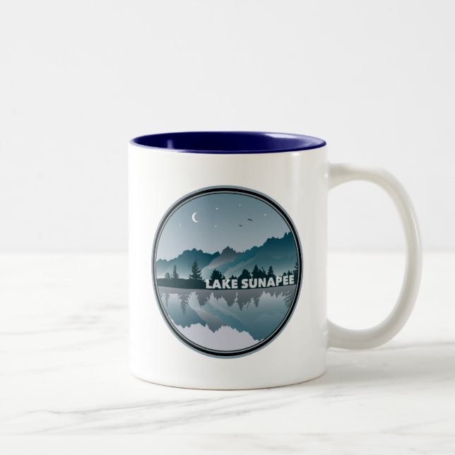 lake sunapee new hampshire reflection Two-Tone coffee mug (Right)