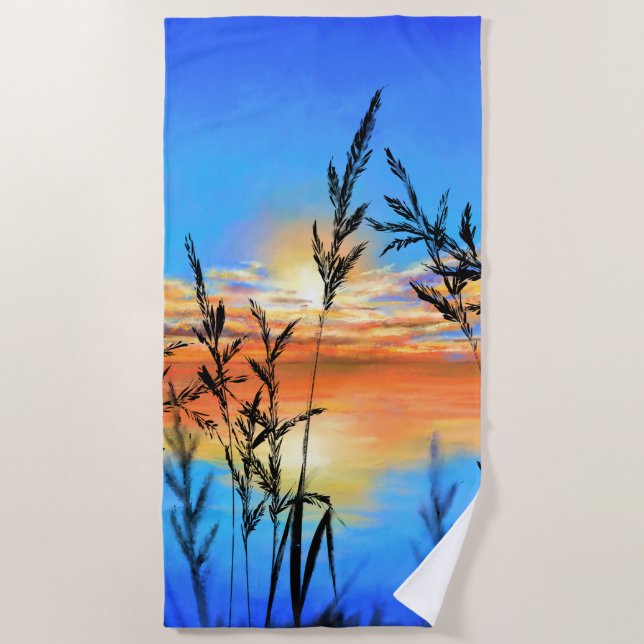 Lake Sunset Beach Towel (Front)