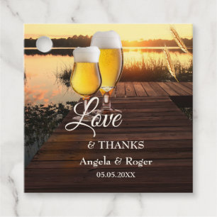 Lake Sunset Beer Wedding Favor Tag