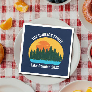 Lake Sunset Family Reunion Cute Custom Party Napkin