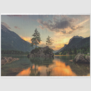 Lake Sunset Mountains Decoupage Tissue Paper
