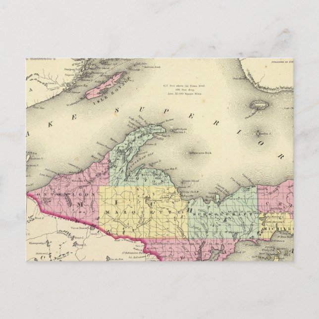 Lake Superior And The Northern Part Of Michigan Postcard (Front)