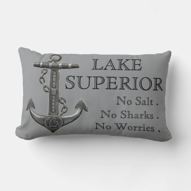 Lake Superior distressed nautical pirate anchor Lumbar Pillow (Front)