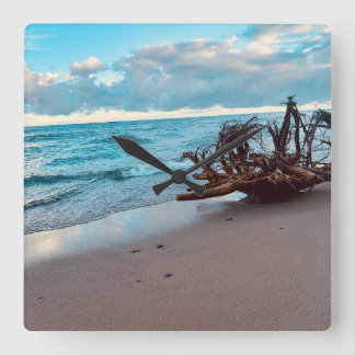Lake Superior Driftwood roots #2 Square Wall Clock