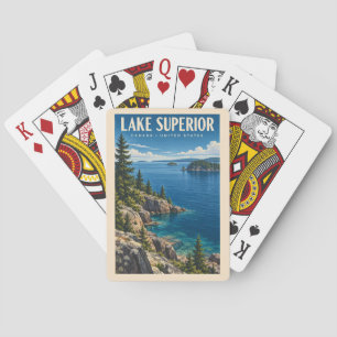 Lake Superior Illustration Travel Art Vintage Playing Cards