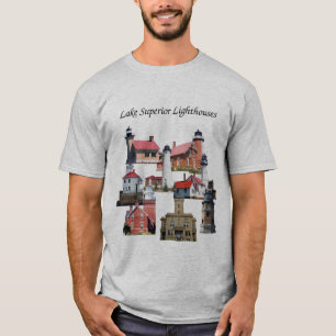 Lake Superior Lighthouses shirt black lettering