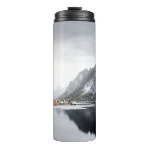 LAKE SURROUNDED BY HOUSES AND MOUNTAINS THERMAL TUMBLER